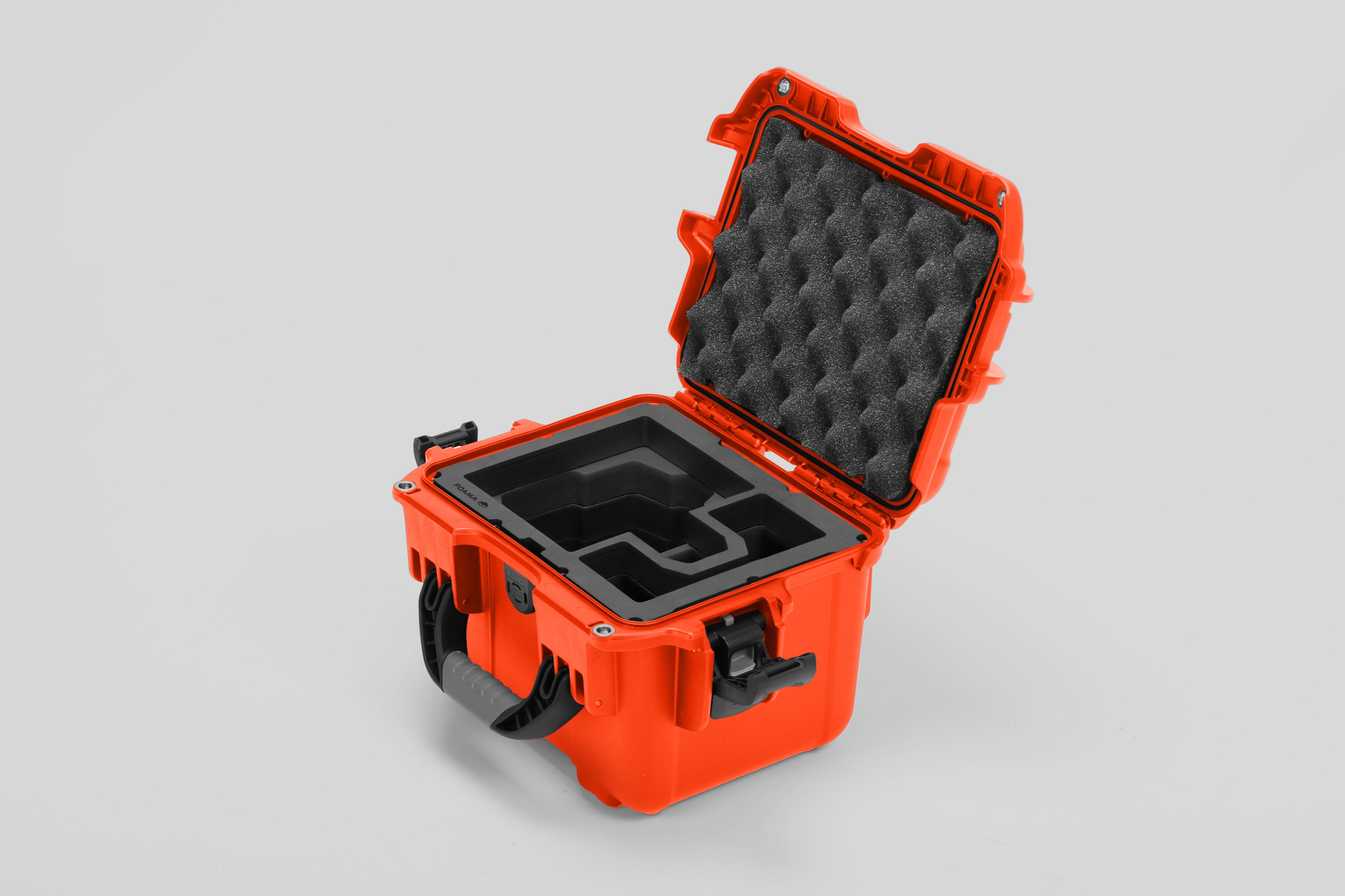 Angled view of DJI Zenmuse H30T Orange Color Storage and Carrying Case and Custom Foam Insert