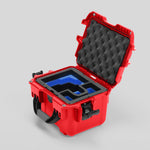 Angled view of DJI Zenmuse H30T Red Color Storage and Carrying Case and Custom Foam Insert with a Blue Layer