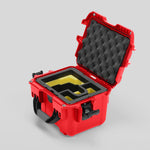 Angled view of DJI Zenmuse H30T Red Color Storage and Carrying Case and Custom Foam Insert with a Yellow Layer
