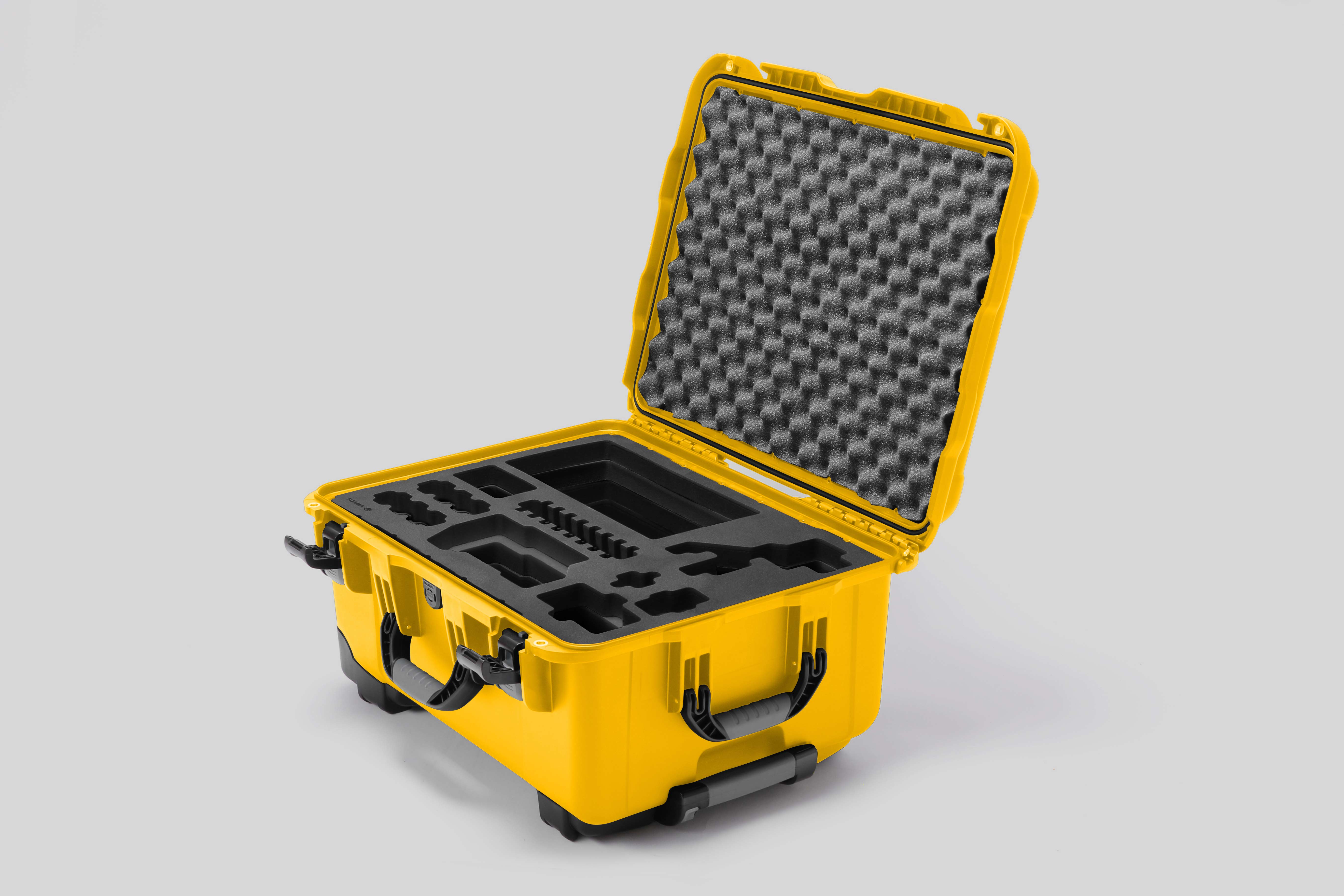 Angled view of Sony FX3 Yellow Color Studio Case and Custom Foam Insert