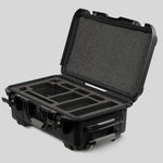 Angle view of Black Color ARRI HI-5 Carry-On Case with Black Layer Custom Foam Insert