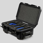 Angle view of Black Color ARRI HI-5 Carry-On Case with Blue Layer Custom Foam Insert