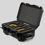 Angle view of Black Color ARRI HI-5 Carry-On Case with Yellow Layer Custom Foam Insert