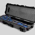 Angled view of Foama Fortified Black Color Hard Case and Custom Foam Insert with Blue Layer for DJI D-RTK 2 Mobile Station