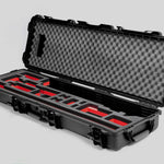 Angled view of Foama Fortified Black Color Hard Case and Custom Foam Insert with Red Layer for DJI D-RTK 2 Mobile Station
