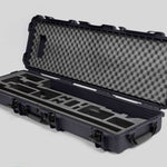 Angled view of Foama Fortified Graphite Color Hard Case and Black Custom Foam Insert for DJI D-RTK 2 Mobile Station