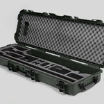 Angled view of Foama Fortified Olive Color Hard Case and Black Custom Foam Insert for DJI D-RTK 2 Mobile Station