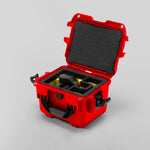 Angle view of Red Color DJI Zenmuse H30T Carry-On Case with Yellow Layer Custom Foam Insert