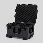 Angle view of Graphite Color Sony Burano Heavy Duty Roller Case and Custom Foam Insert with Black Layer for Burano Camera And Accessories