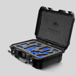 Angled view of Foama Black Color Carry-on case and Custom Foam Insert with Blue Layer for Sony FX-3