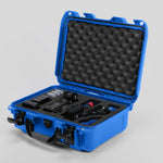 Angled view of Foama Blue Color Carry-on case and Blue Foam Insert for Sony FX-3 and Essential Accessories