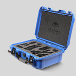 Angled view of Foama Blue Color Carry-on case and Custom Foam Insert for Sony FX-3