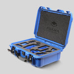 Angled view of Foama Blue Color Carry-on case and Custom Foam Insert with Blue Layer for Sony FX-3
