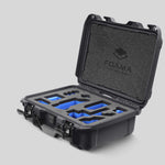 Angled view of Foama Graphite Color Carry-on case and Custom Foam Insert with Blue Layer for Sony FX-3