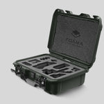 Angled view of Foama Olive Color Carry-on case and Custom Foam Insert for Sony FX-3