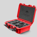 Angled view of Foama Red Color Carry-on case and Custom Foam Insert for Sony FX-3
