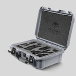 Angled view of Foama Silver Color Carry-on case and Custom Foam Insert for Sony FX-3