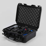 Angled view of Foama Black Color Carry-on case and Blue Foam Insert for Sony FX-3 and Essential Accessories