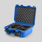 Angled view of Foama Blue Color Hard Case and Custom Foam Insert with a Stylish Black Layer for DJI Mini 3 & 4 Pro