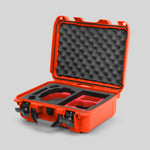 Angled view of Foama Orange Color Hard Case and Custom Foam Insert with a Stylish Red Layer for DJI Mini 3 & 4 Pro