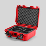 Angled view of Foama Red Color Hard Case and Custom Foam Insert with a Stylish Black Layer for DJI Mini 3 & 4 Pro