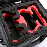 Close-up view 2 of DJI Neo Black Color Adventure Ready Compact Waterproof Carry-on Case and Custom Foam Insert with a Red Layer for DJI Neo