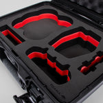 Close-up view 1 of DJI Avata 2 Fly More Combo Black Color Waterproof Hard Case and Custom Foam Insert with a Red Layer