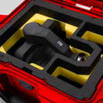 Close view of Red Color DJI Zenmuse H30T Carry-On Case with Yellow Layer Custom Foam Insert
