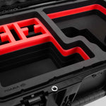 Close view of Black Color Canon C400 Studio Case and Red Layer Custom Foam Insert