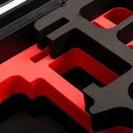 Close-up view of Canon Camera Compact Case For EOS R5, R5 II, R6, R6 II, R7 with Red Layer Custom Foam Insert