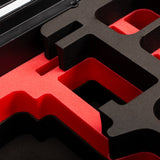Close-up view of Canon Camera Compact Case For EOS R5, R5 II, R6, R6 II, R7 with Red Layer Custom Foam Insert
