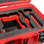 Close view of Red Color RED X Raptor Carry-On Case with Red Layer Custom Foam Insert