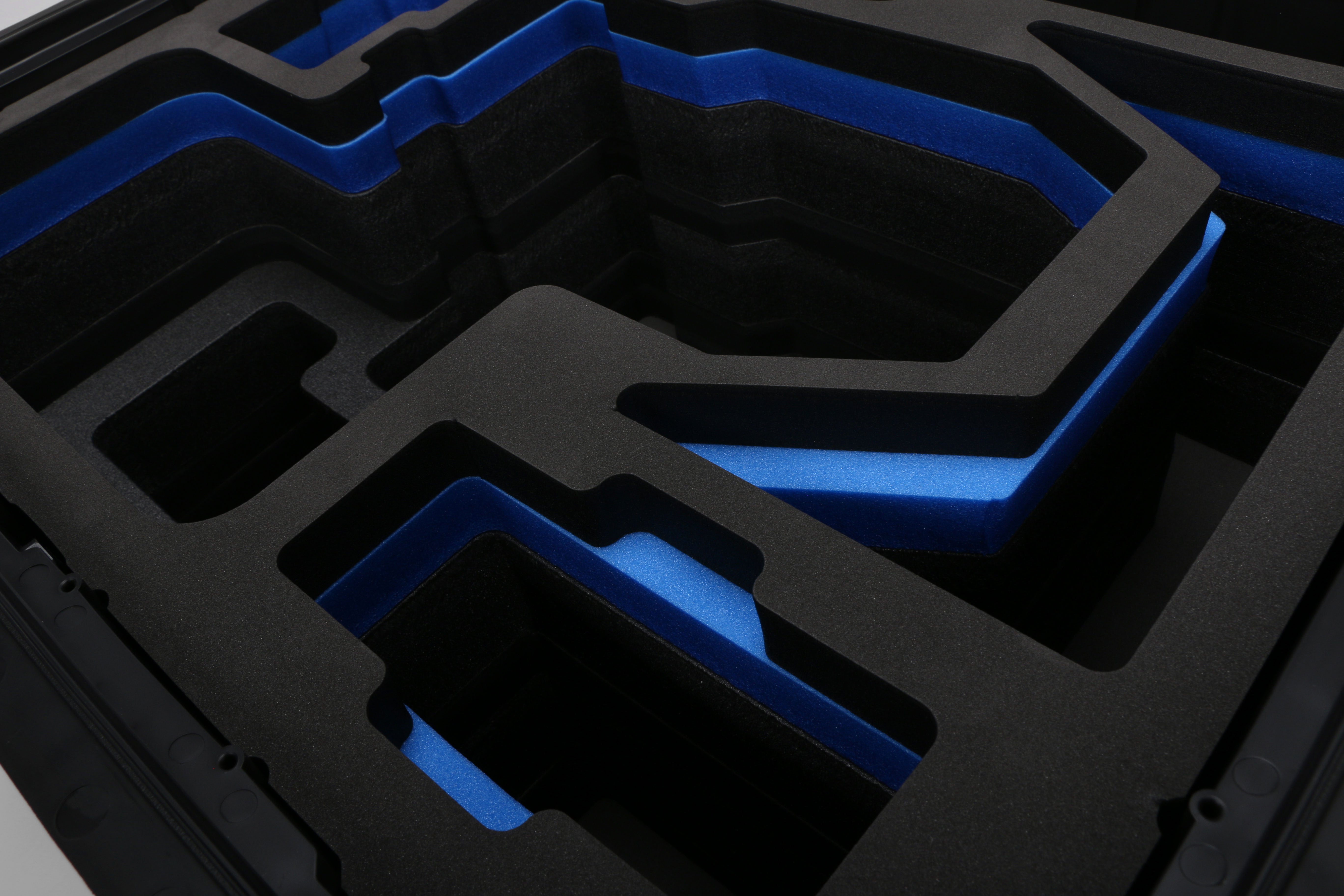 Close view of Black ARRI Alexa 35 Studio Case with Blue Custom Foam Insert for ARRI Camera And Accessories