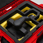 Close view of Red Color DJI Zenmuse H30T Carry-On Case with Yellow Layer Custom Foam Insert
