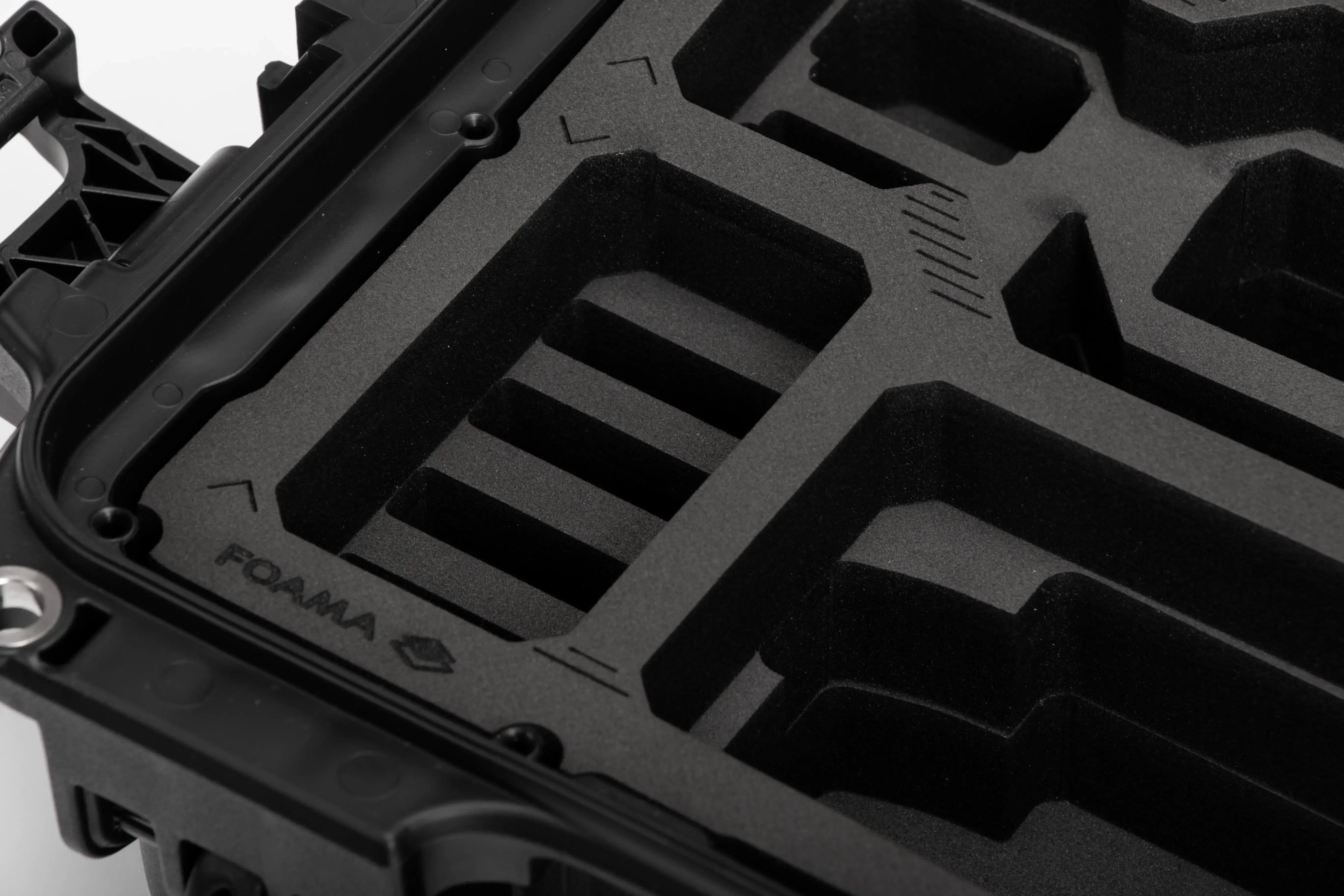 Close-up view of Sony Compact Camera Case for A7 S, A7 R, A7 IV, A9 III with Black Layer Custom Foam Insert