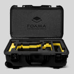 Front view of Black Color ARRI Alexa 35 Carry-On Case with Yellow Layer Custom Foam Insert