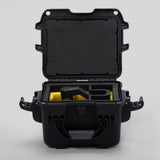Front view of Black Color DJI Zenmuse H30T Carry-On Case with Yellow Layer Custom Foam Insert