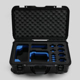 Front view of Foama Black Color Carry-on case and Custom Foam Insert with Blue Layer for Sony FX-6