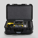 Front view of Foama Black Color Carry-on case and Yellow Foam Insert for Sony FX-6 and Essential Accessories