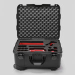 Front view of Sony FX3 Black Color Studio Case and Custom Foam Insert with Red Layer