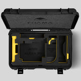 Top view of Black Color ARRI Alexa 35 Carry-On Case with Yellow Layer Custom Foam Insert