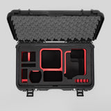 Top view of Black Color Canon C400 Camera Carry-on Case and Red Layer Custom Foam Insert
