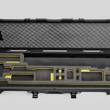 Top view of Foama Fortified Black Color Hard Case and Custom Foam Insert with Yellow Layer for DJI D-RTK 2 Mobile Station
