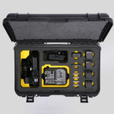 Top view of Foama Black Color Carry-on case and Yellow Foam Insert for Sony FX-6 and Essential Accessories