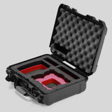 Angled view of Foama Black Color All-Weather Carry-on Case and Custom Foam Insert with a Red Layer for DJI Neo