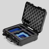 Angled-view of Foama Black Color All-Weather Carry-on Case and Custom Foam Insert with a Blue Layer for DJI Neo