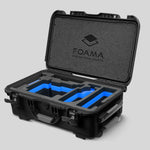 Angled view of Black Color ARRI Alexa 35 Carry-On Case with Blue Layer Custom Foam Insert