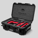 Angled view of Black Color ARRI Alexa 35 Carry-On Case with Red Layer Custom Foam Insert
