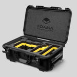 Angled view of Black Color ARRI Alexa 35 Carry-On Case with Yellow Layer Custom Foam Insert