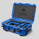 Angled view of Blue Color ARRI Alexa 35 Carry-On Case with Blue Layer Custom Foam Insert